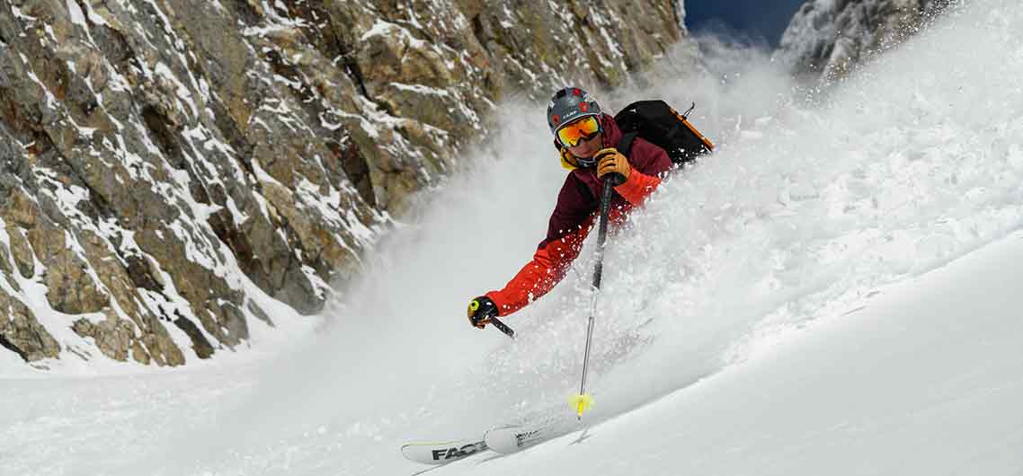 Skier in mid flip