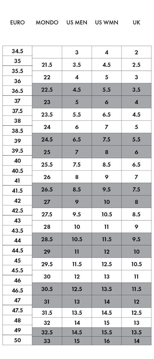 SCARPA Master Size Chart